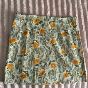 LOFT size 14 Floral Patterned Skirt with Orange and Green Accents